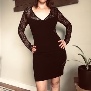 Dynamite black long sleeve lazy bodycon dress